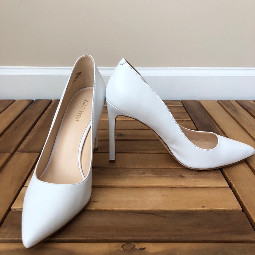 Nine West White Tatiana Pumps Leather Sz 9.5